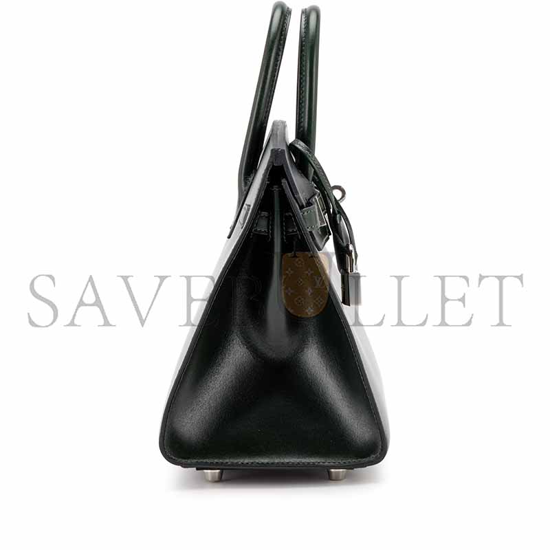 H**mes MASTER BIRKIN 25 SELLIER VERT FONCE BOX CALF PALLADIUM HARDWARE (25*20*13cm)